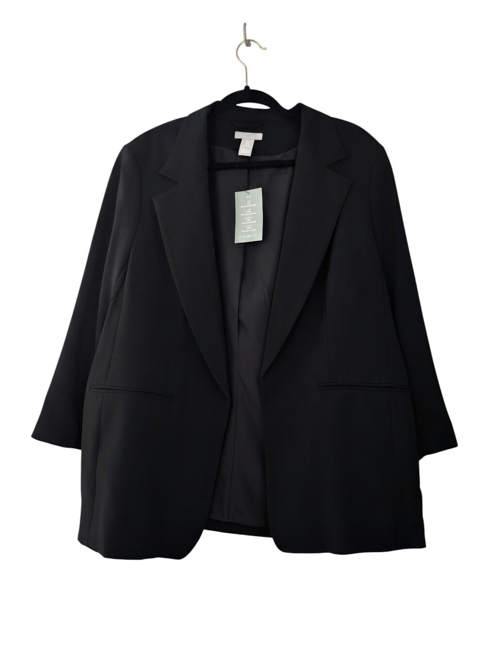 New with Tags H&M Black Long-Line Blazer Jacket Size XL